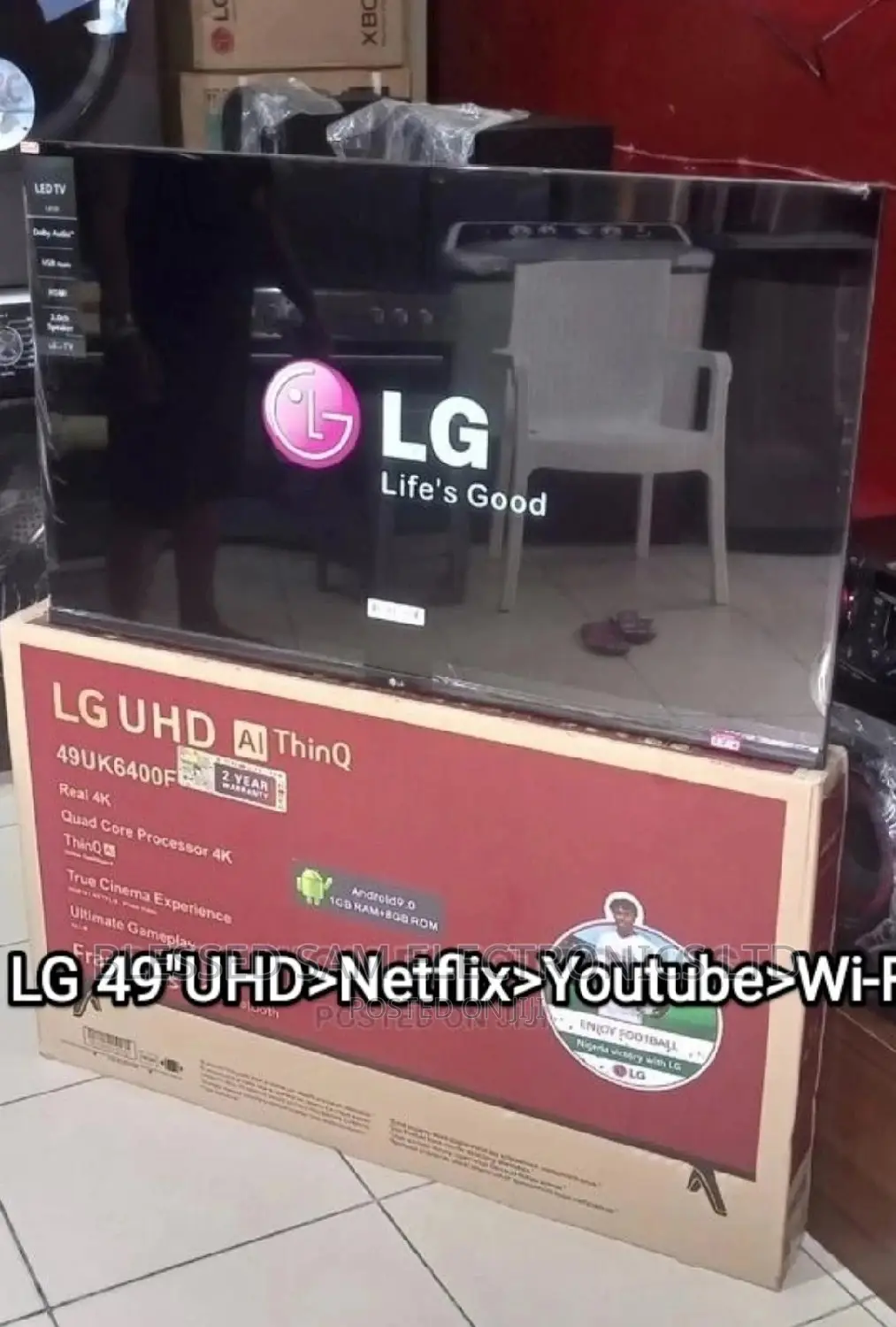 2025>New Lg 49" Flameless Android Smart Tv Bluetooth 2yrs