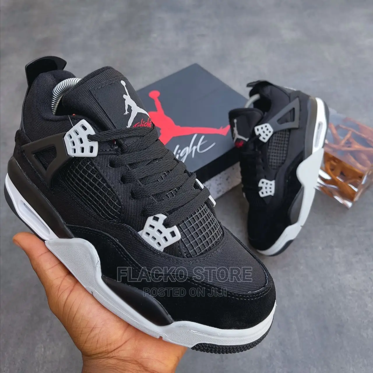 Original Nike Air Jordan 4 Retro Black Sneakers