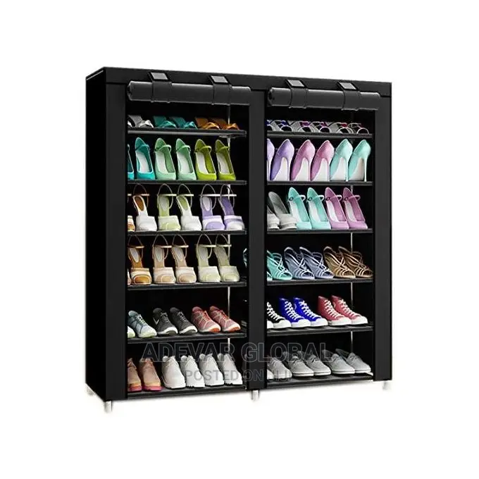 6 Tiers Layers Double Layer Shoe Rack With Fabric Cover