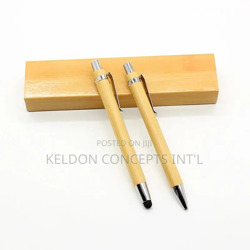 2 in 1 Wooden Bamboo Retractable Stylus Ballpoint Pen Set100