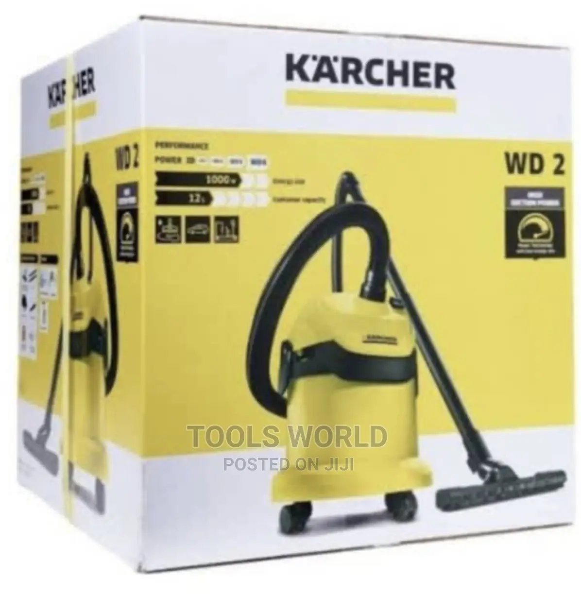 Karcher WD2 Wet and Dry Vacuum, Steel, 1000 W, 12 Liters