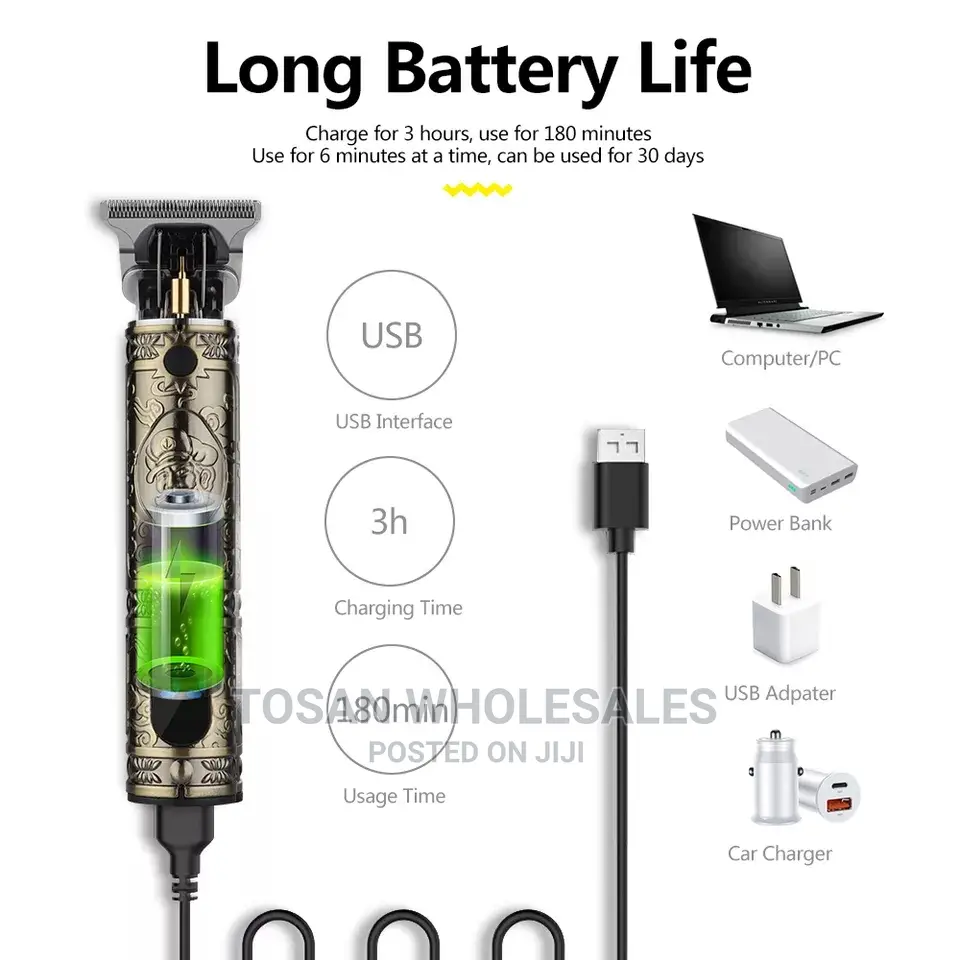 Vintage T9 LCD Display Rechargeable Hair Trimmer - Clipper
