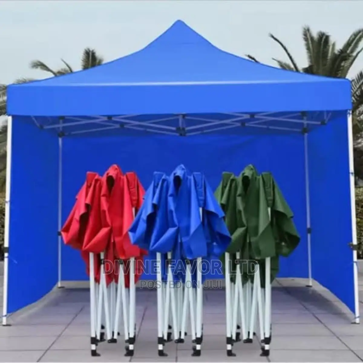 Foldable Canopy ,10 By10feet,White Pole With 3 Side Walls.