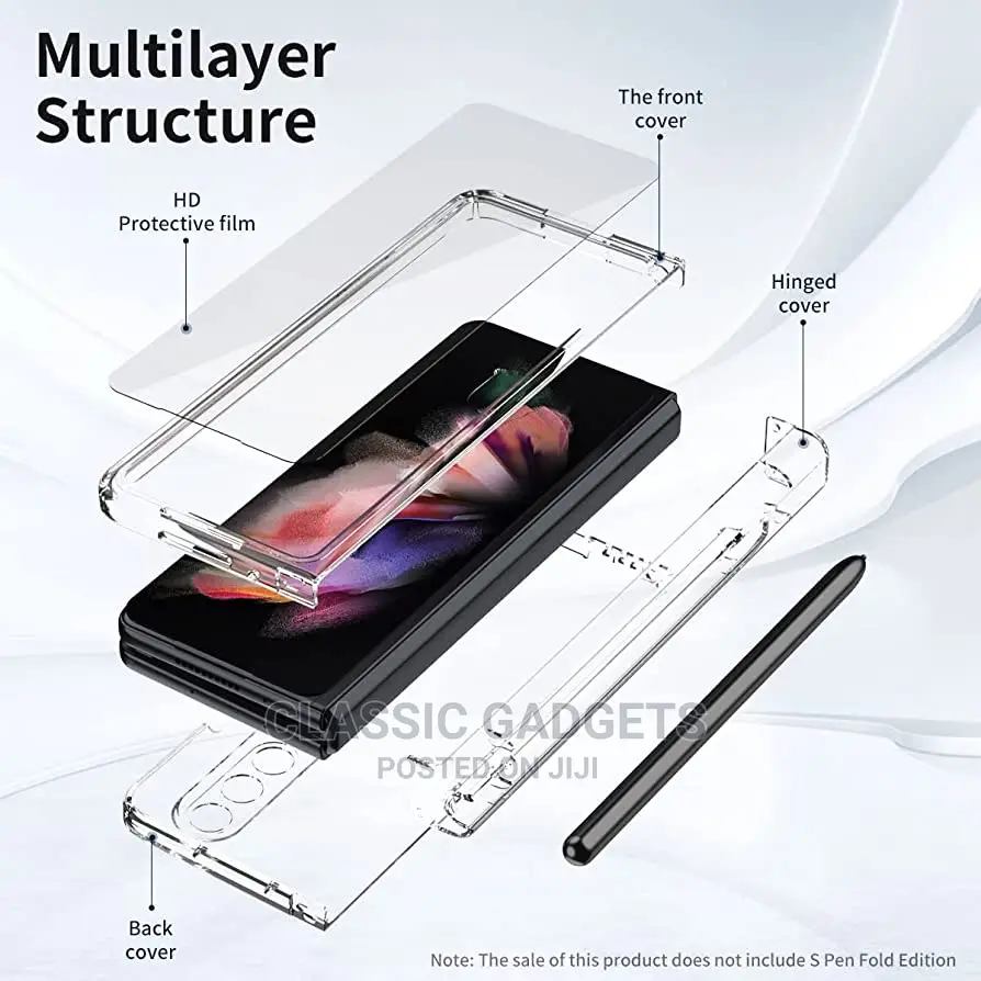 Crystal Clear Case With S Pen Holder for Galaxy Fold 5/3 /4