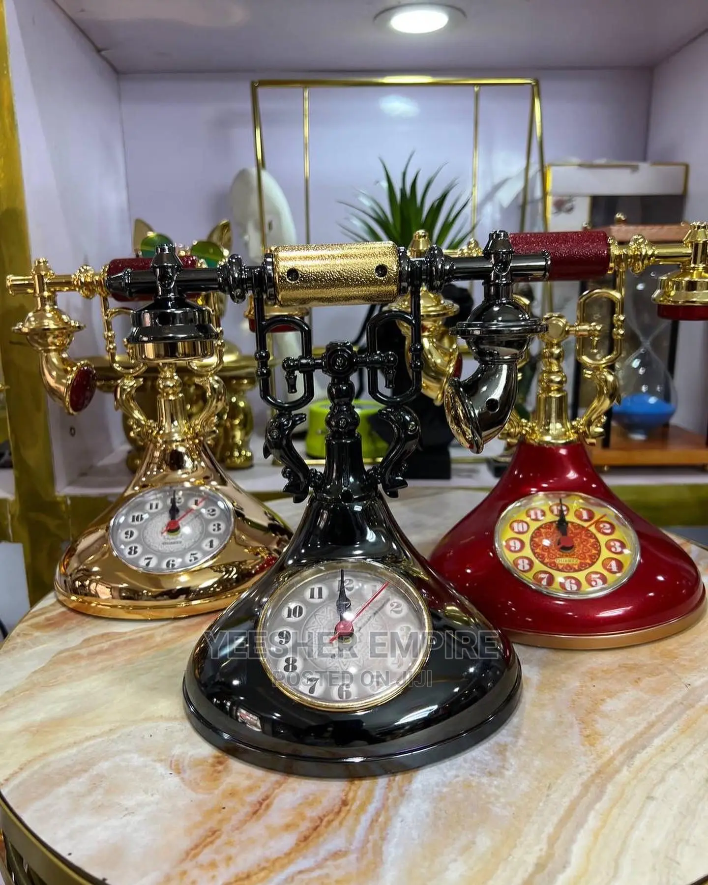 Luxury Telephone Clock Figurine