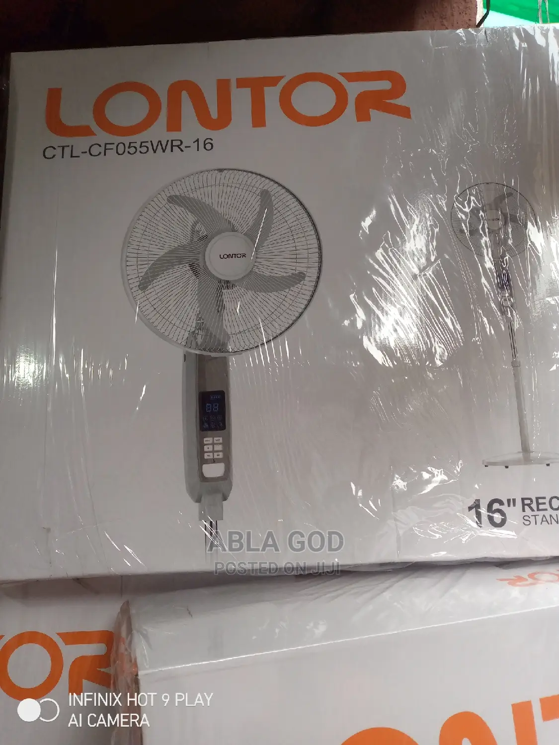 LONTOR 16" Rechargeable Fan With Digital LED Display