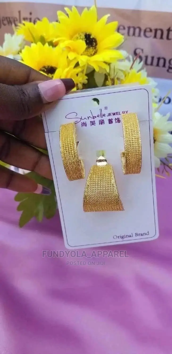 Bold Gold Plated Earring and Pendant