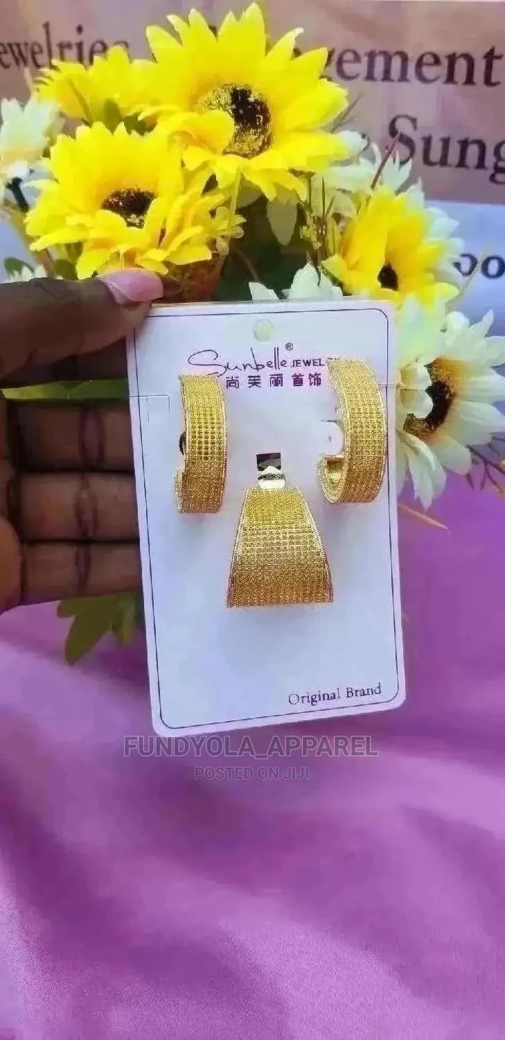 Bold Gold Plated Earring and Pendant