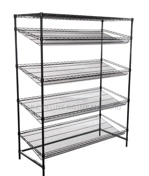 Slope Bread Display Rack/Slap Bread Shelves (Black/Stainles)