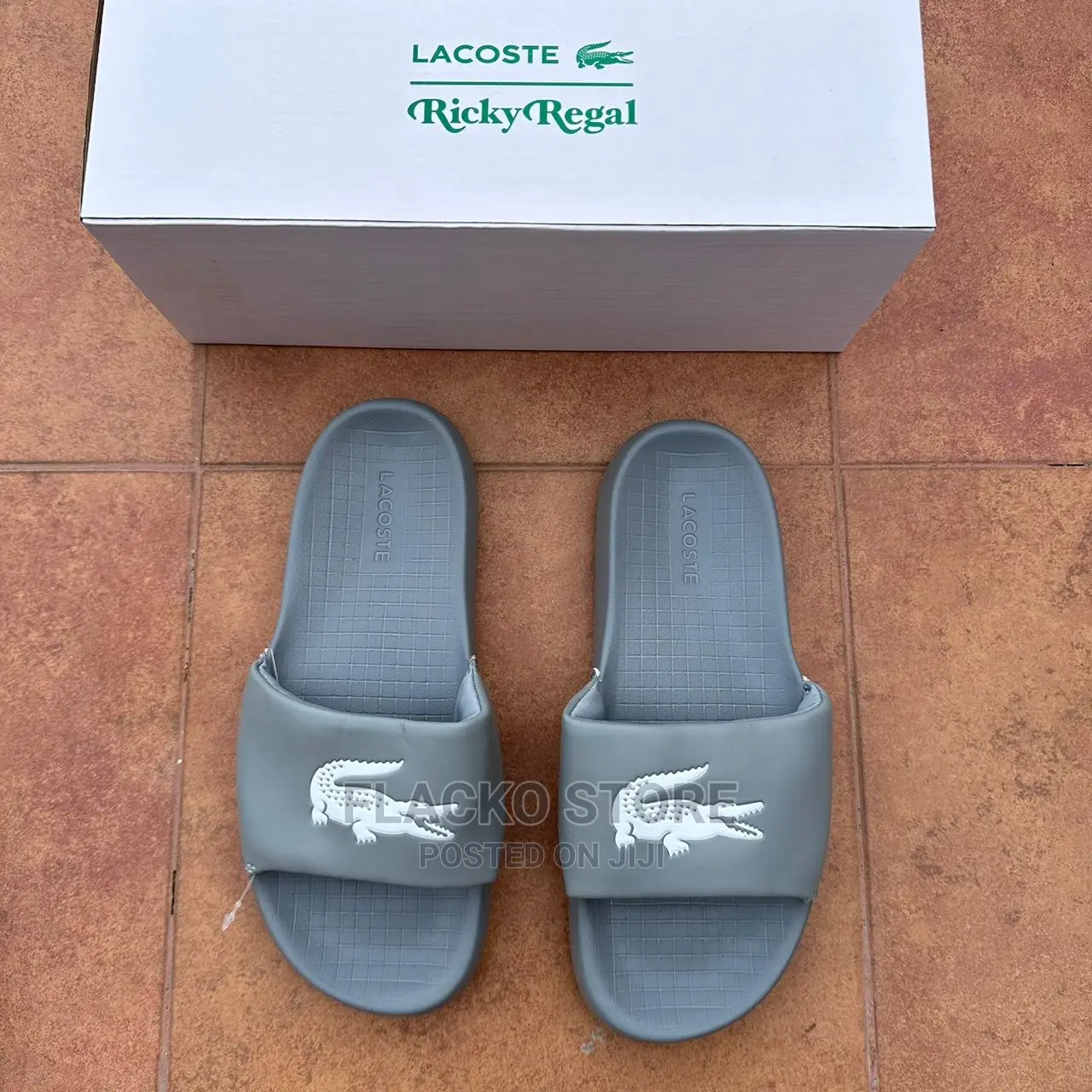 Original Lacoste Croco 1.0 Synthetic Logo Slides