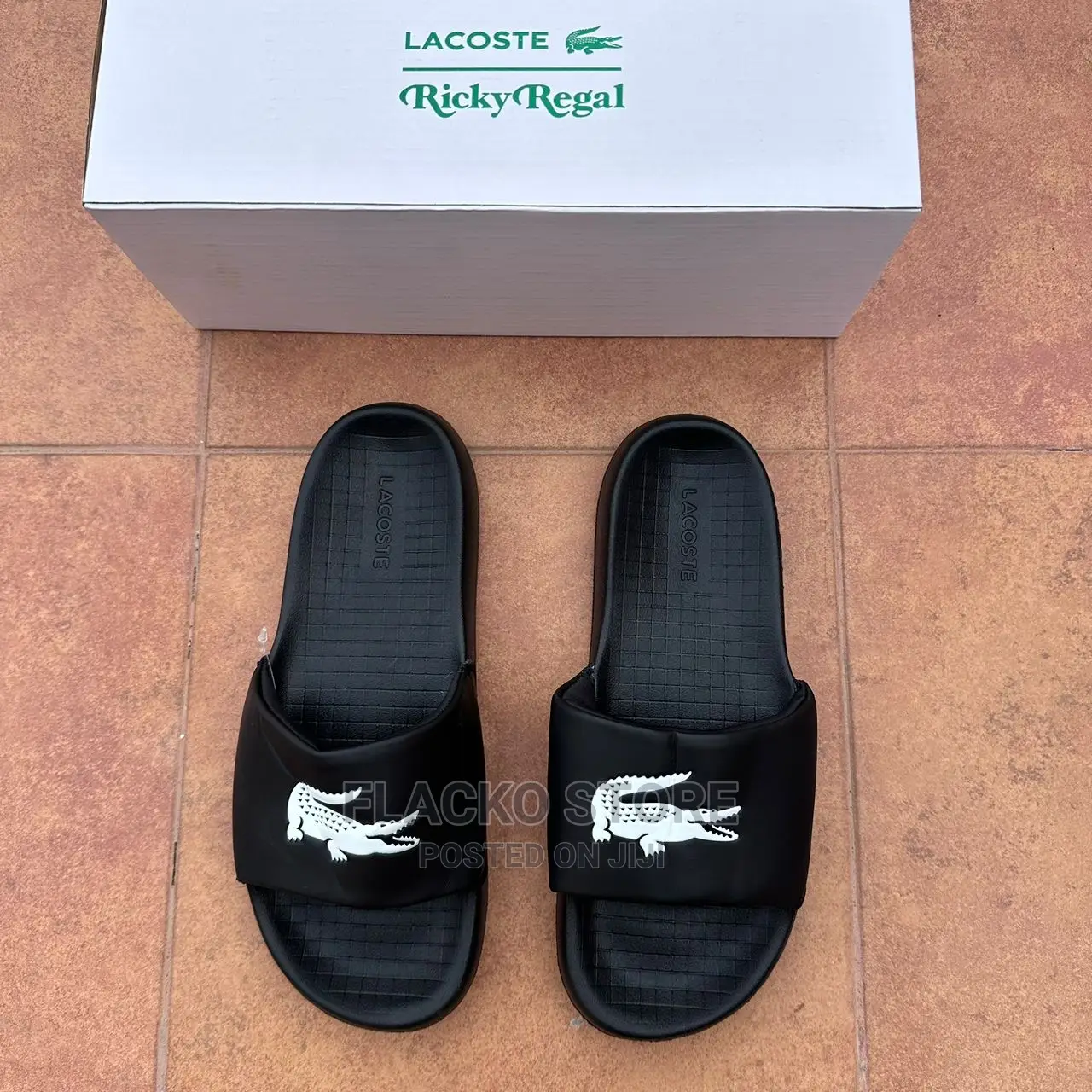 Original Lacoste Croco 1.0 Synthetic Logo Slides