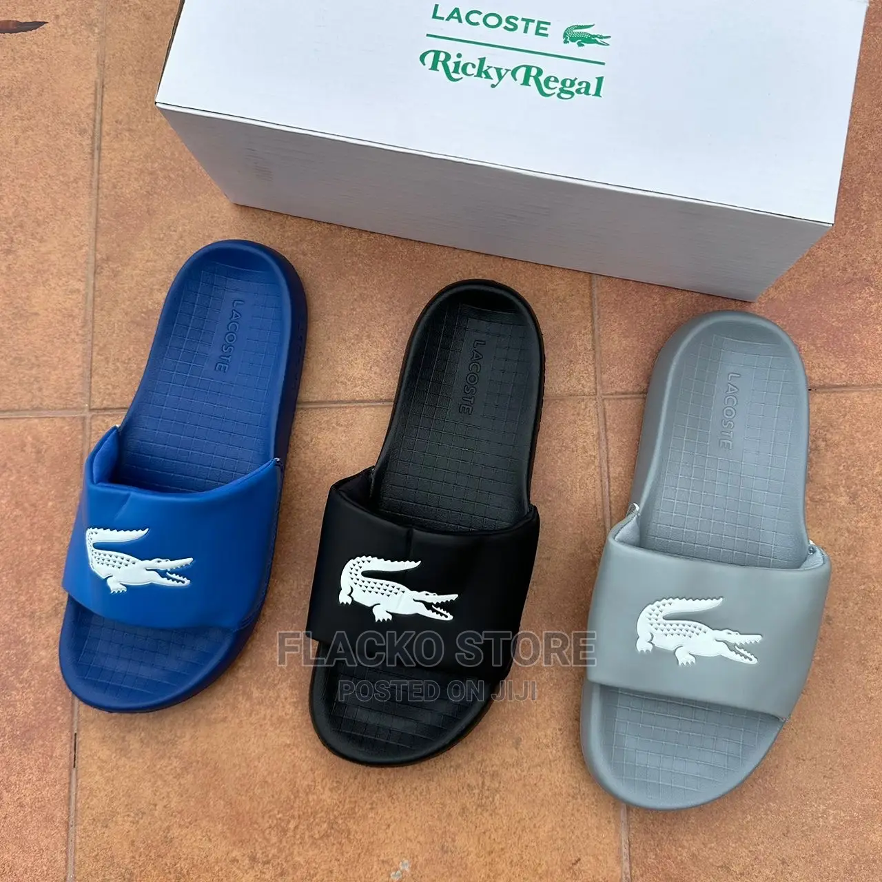 Original Lacoste Croco 1.0 Synthetic Logo Slides