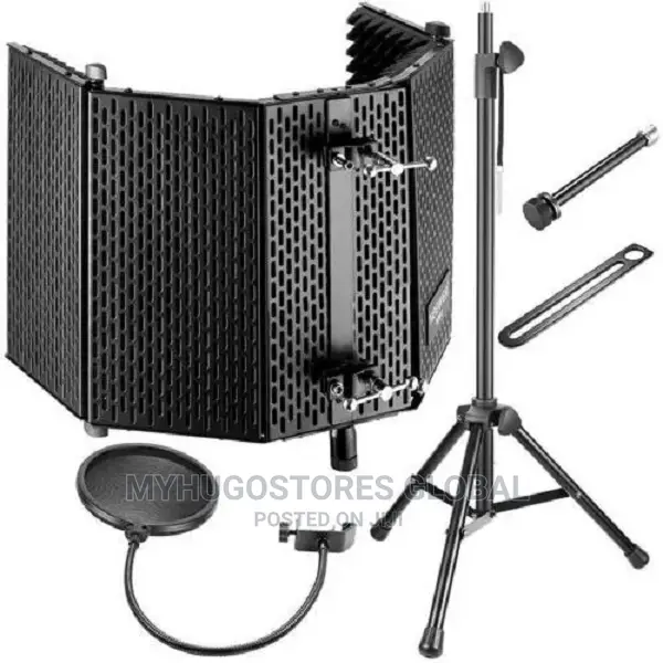 Isolation Shield With Pop Filter Stand -Black