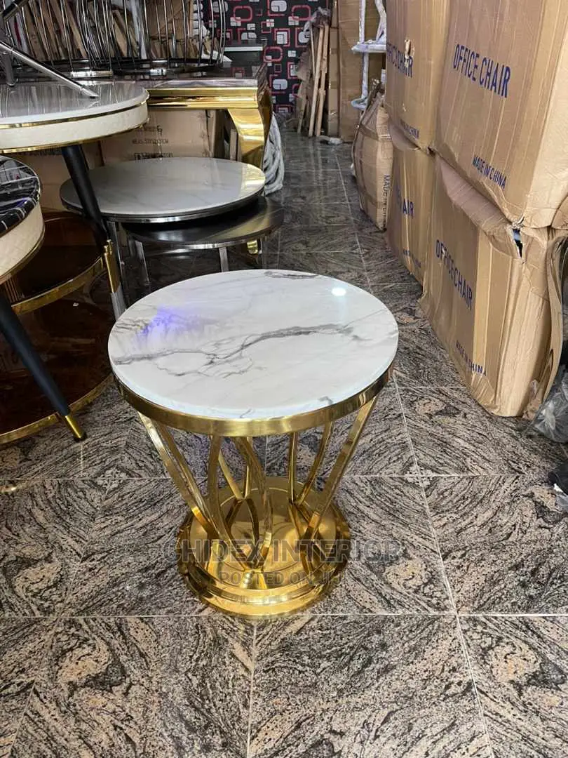 Quality Marble Side Gold Stool