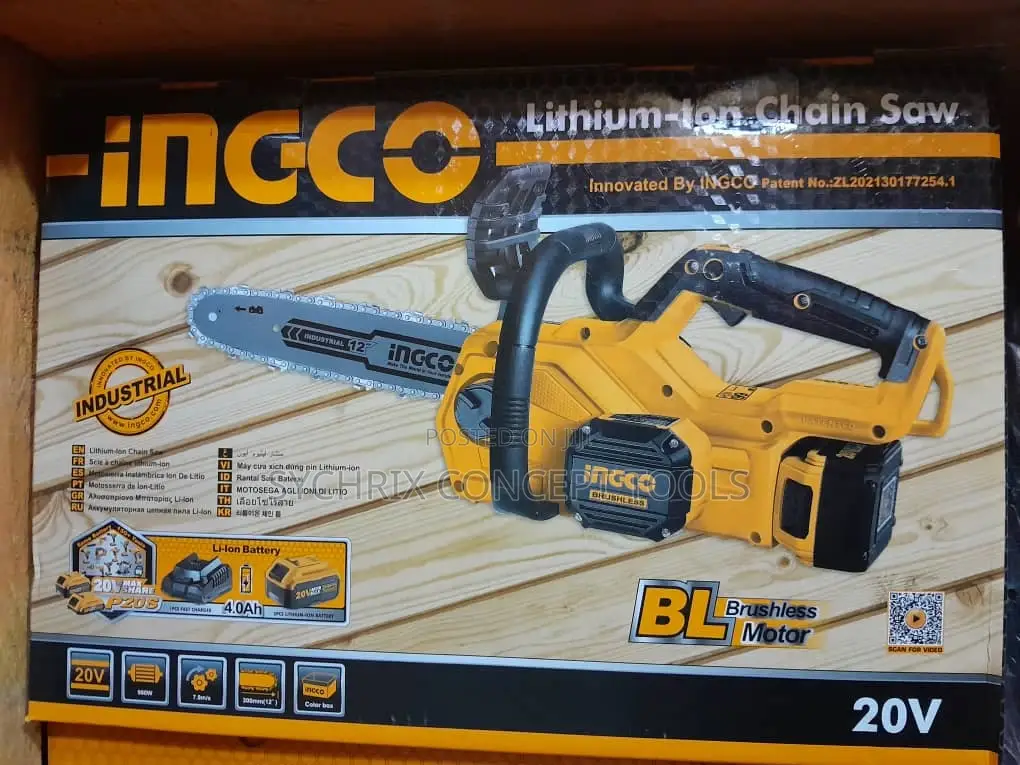 Ingco Cordless Chain Saw 12"-20v With Battery And Charger