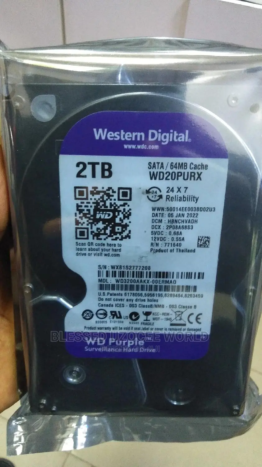 2tb WD Purple Surveillance HDD Hard Drive For CCTV, DVR,NVR