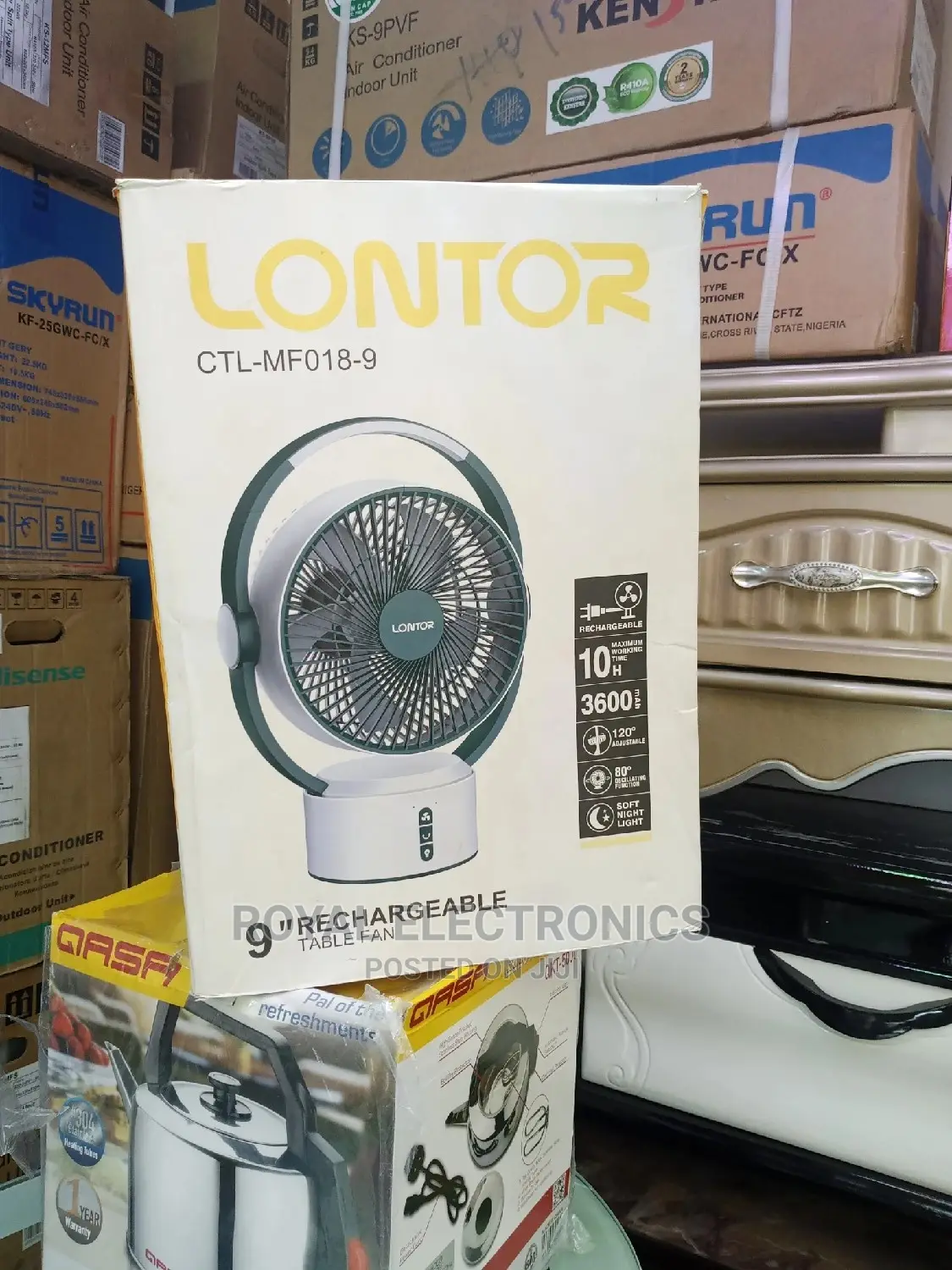Classic Lontor 9 Inches Rechargeable Table Fan