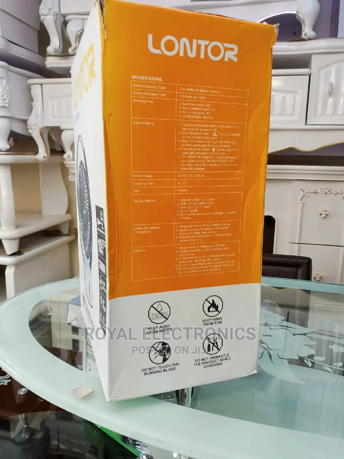 Just Released Lontor 9 Inches Rechargeable Table Fan