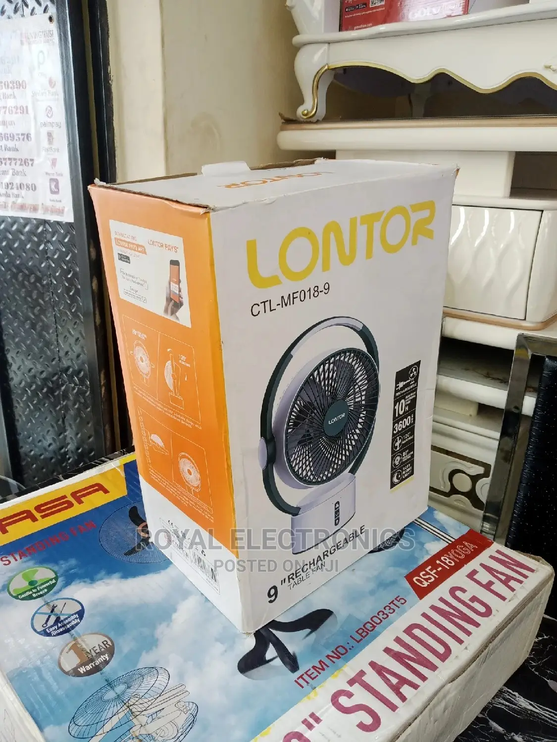 World Class Lontor(Ctl-Mf018-9)Rechargeable Table Fan