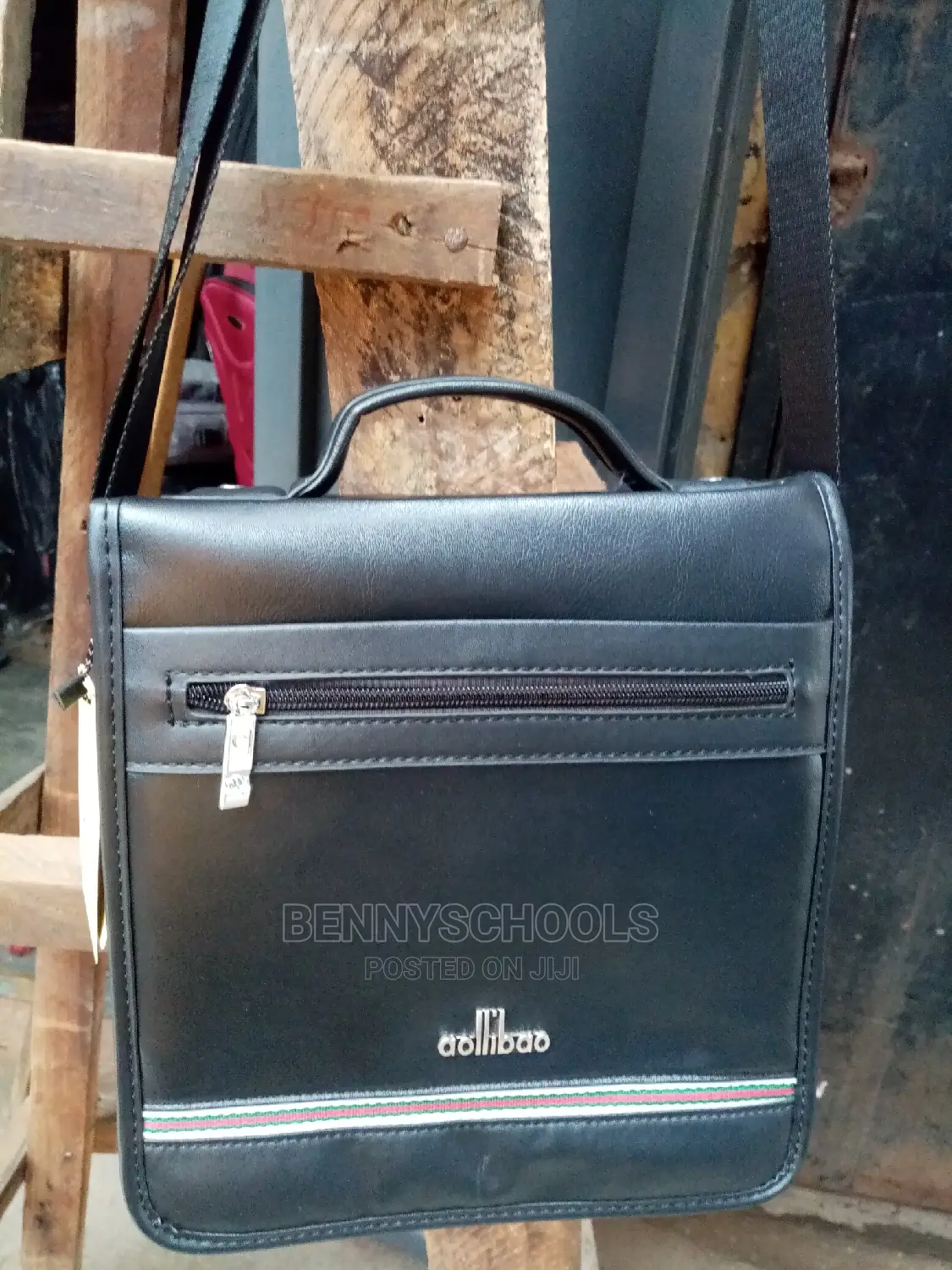 Black Leather Side Bag and Shoulder Bag