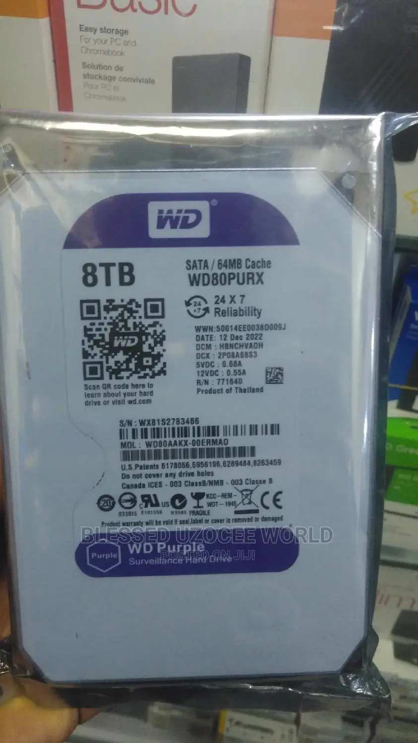 8tb Wd Purple Surveillance HDD Hard Drive for Cctv, Dvr, NVR