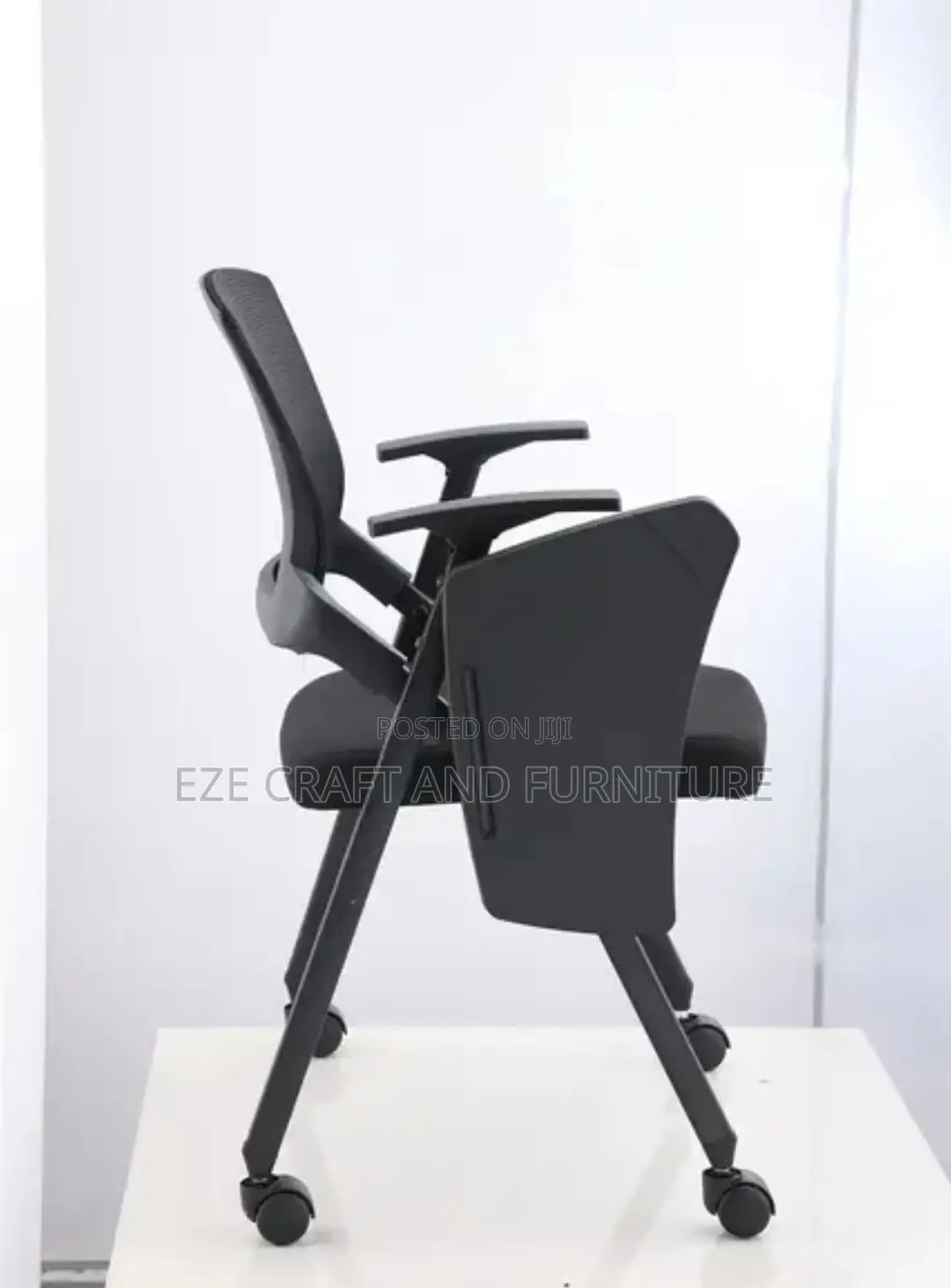Swivel Folding Training Chair With Writing Pad, Cup Holder