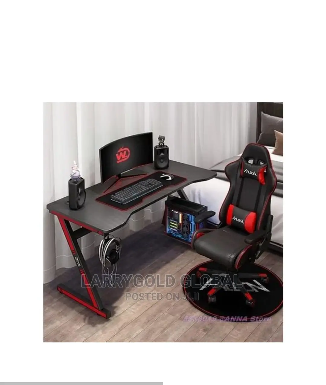 Office/Gaming Chair With Table for Laptop/Desktop Black
