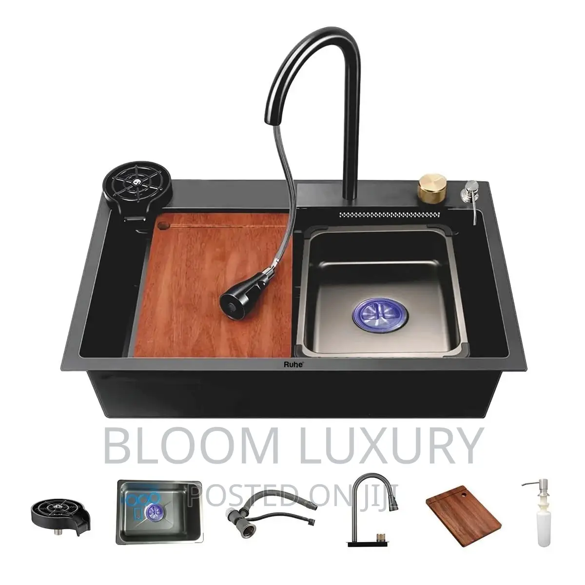 Premium Nano Sink With Waterfall Pull Out Mixer Faucet