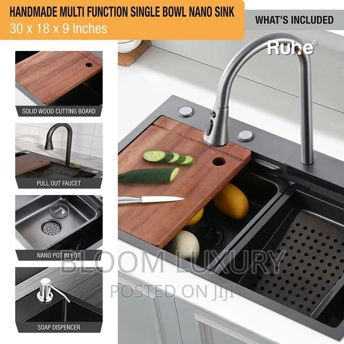 Premium Nano Sink With Waterfall Pull Out Mixer Faucet