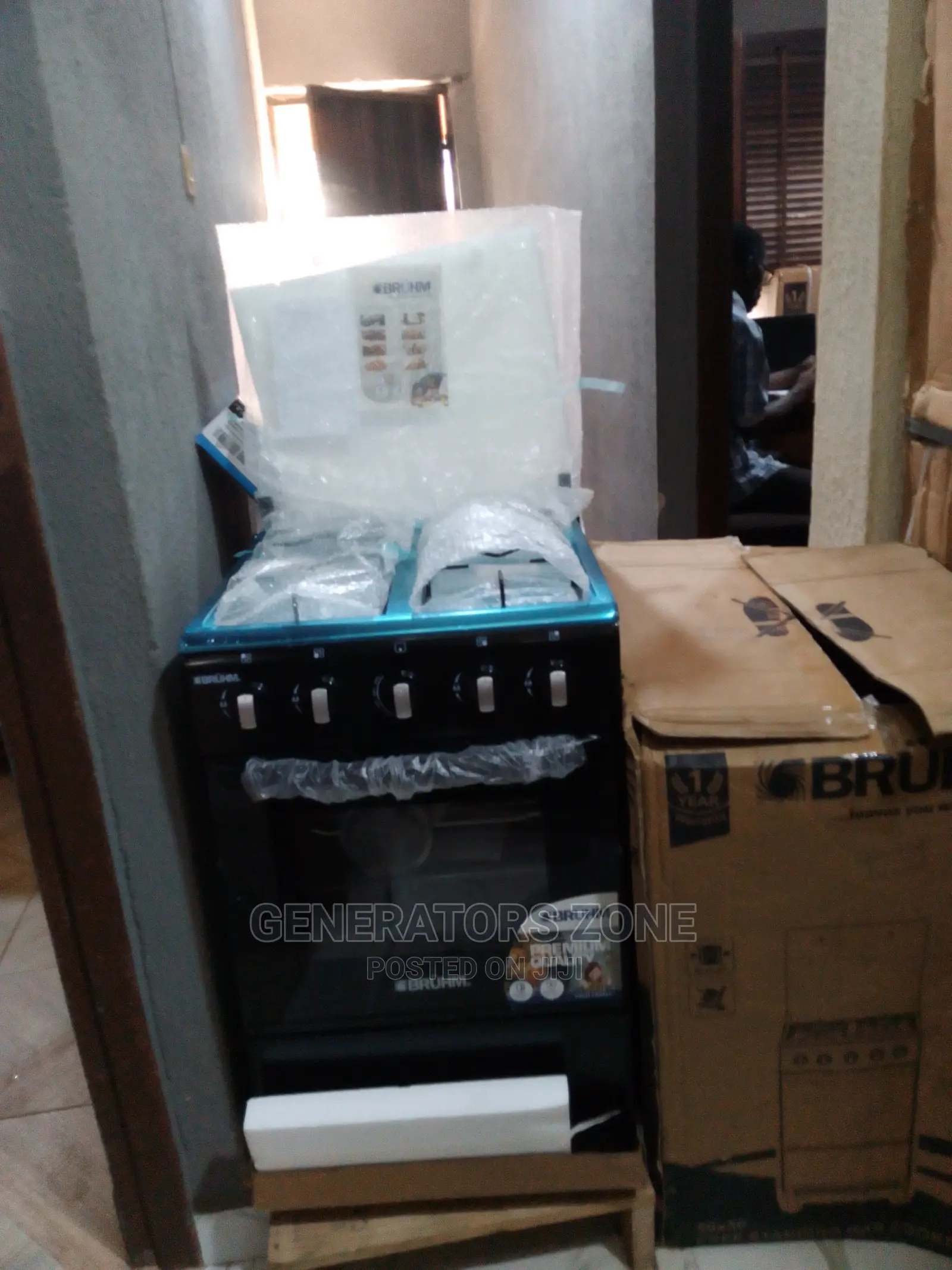 4 Burner Cooker Bruhm 4+0 Gas Cooker +Oven+Drip Tray