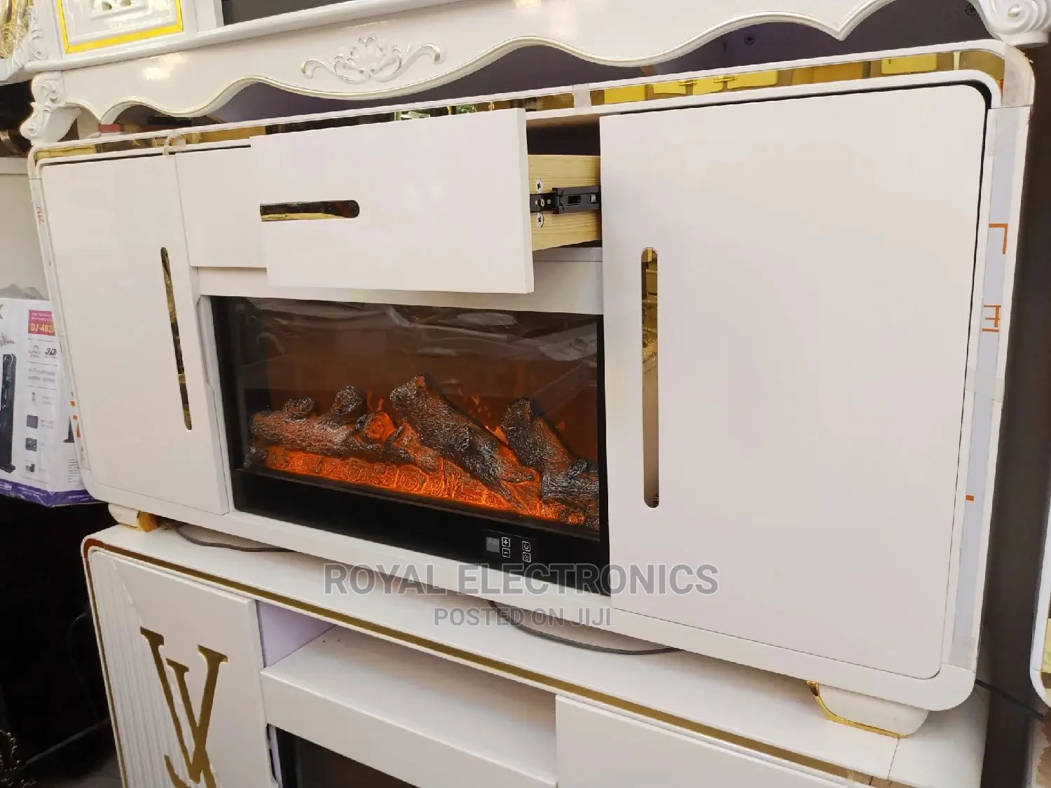 Brand New Pure White Modern Firedisplay Tv Stand