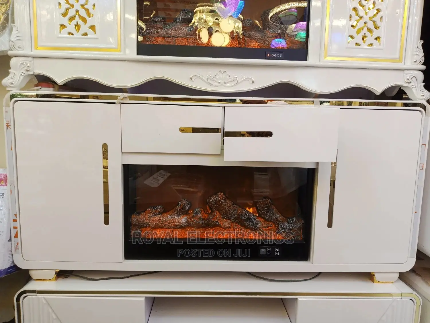 Brand New Pure White Modern Firedisplay Tv Stand