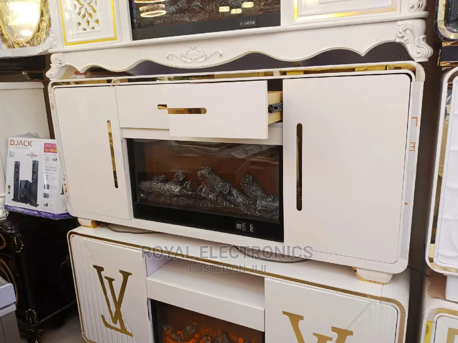 Great Quality Pure White Modern Firedisplay Tv Stand