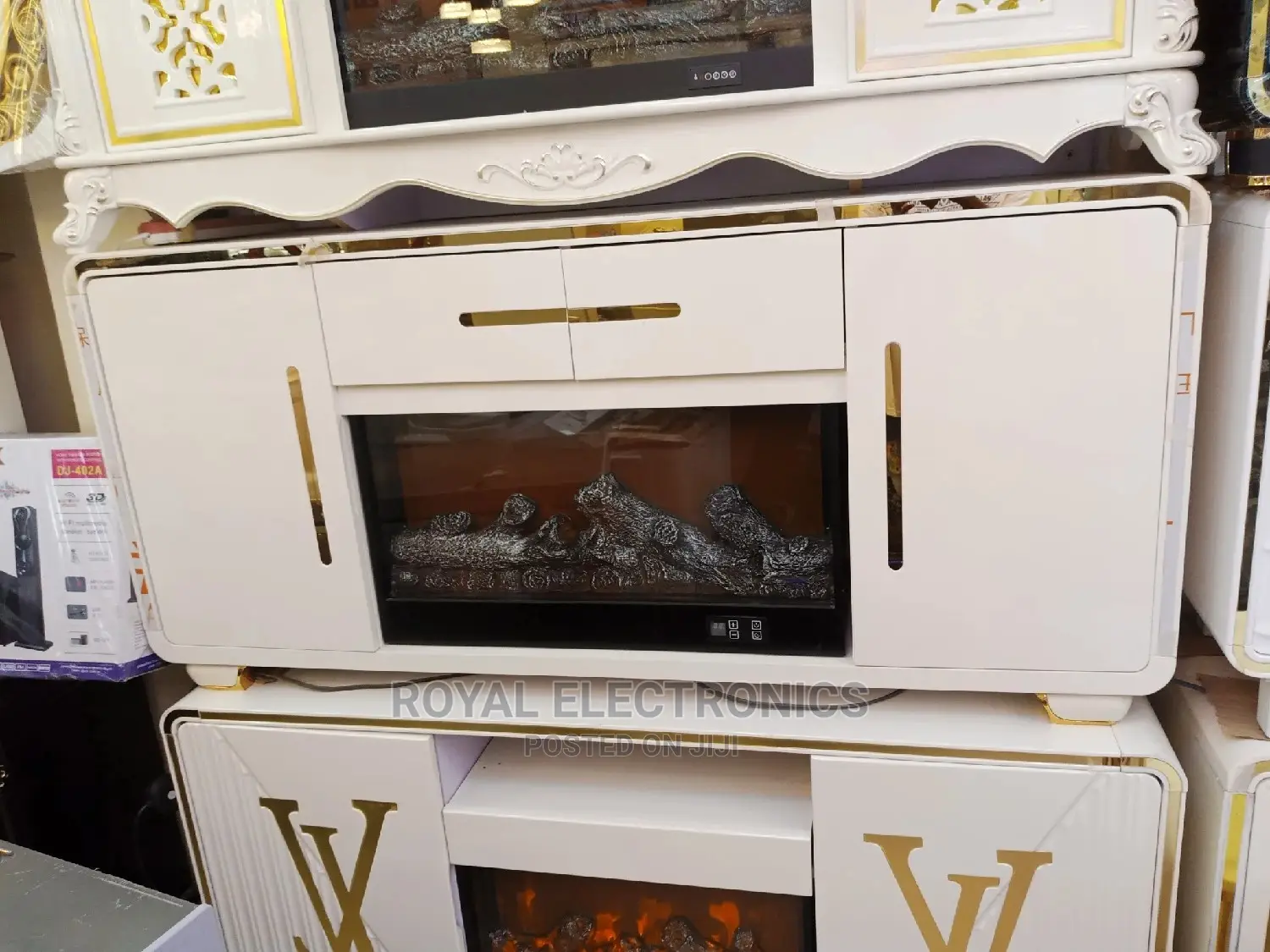 Premium Quality Pure White Modern Firedisplay Tv Stand