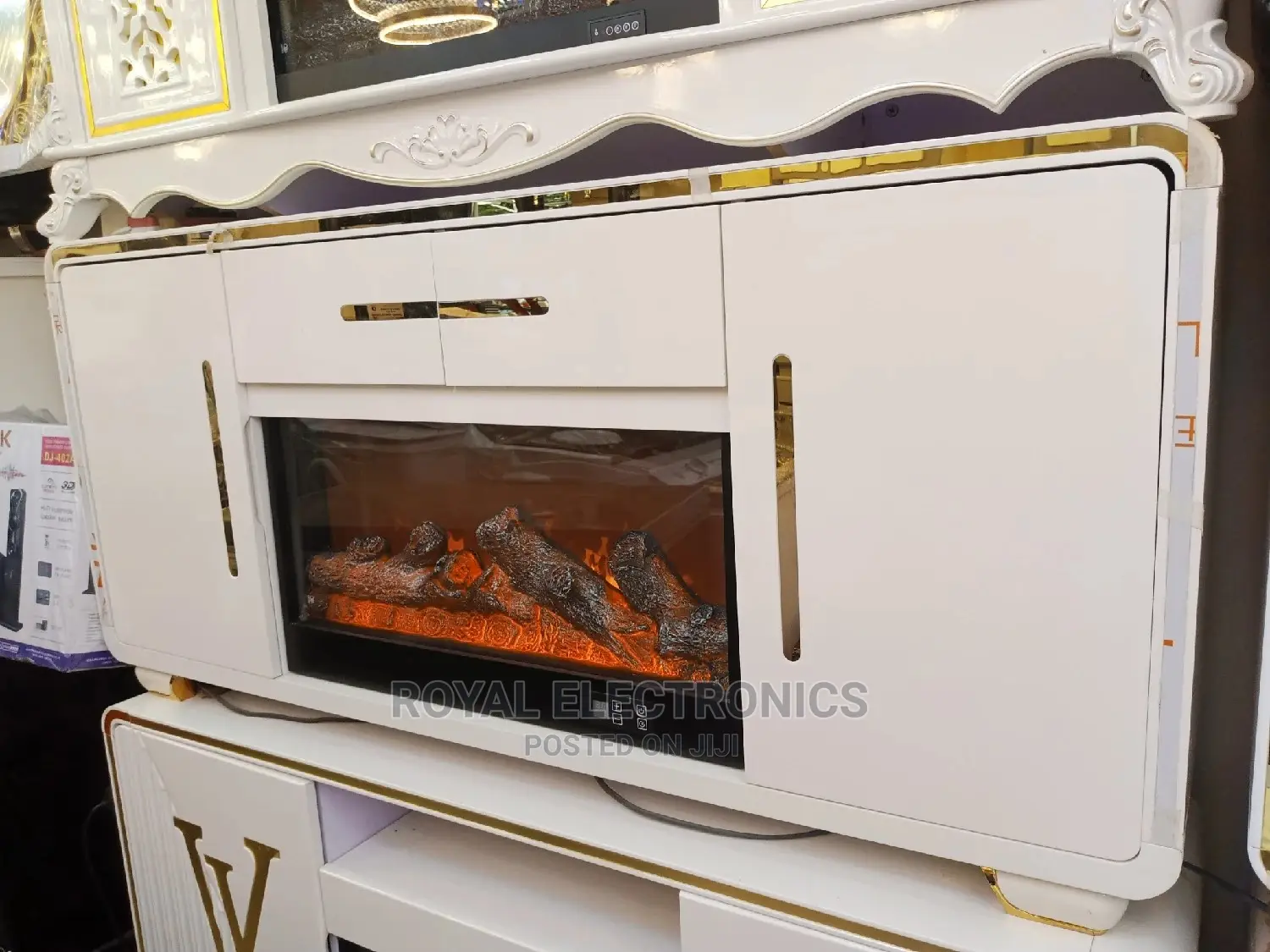 Beautiful Design Pure White Modern Firedisplay Tv Stand