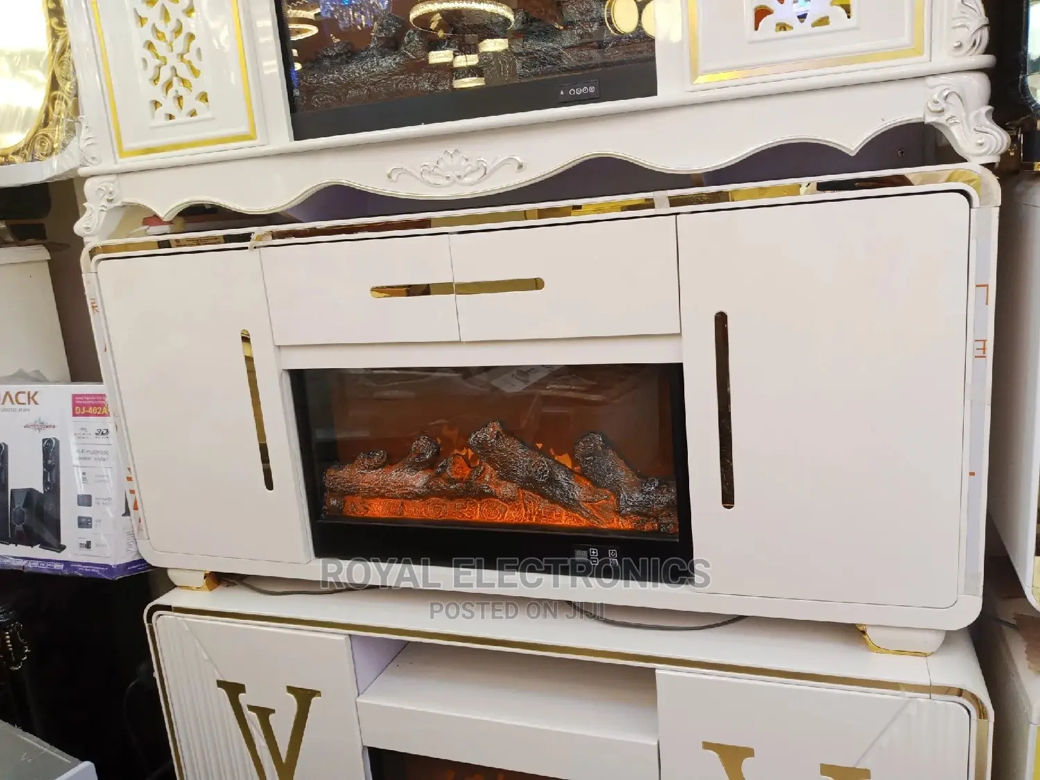 Beautiful Design Pure White Modern Firedisplay Tv Stand