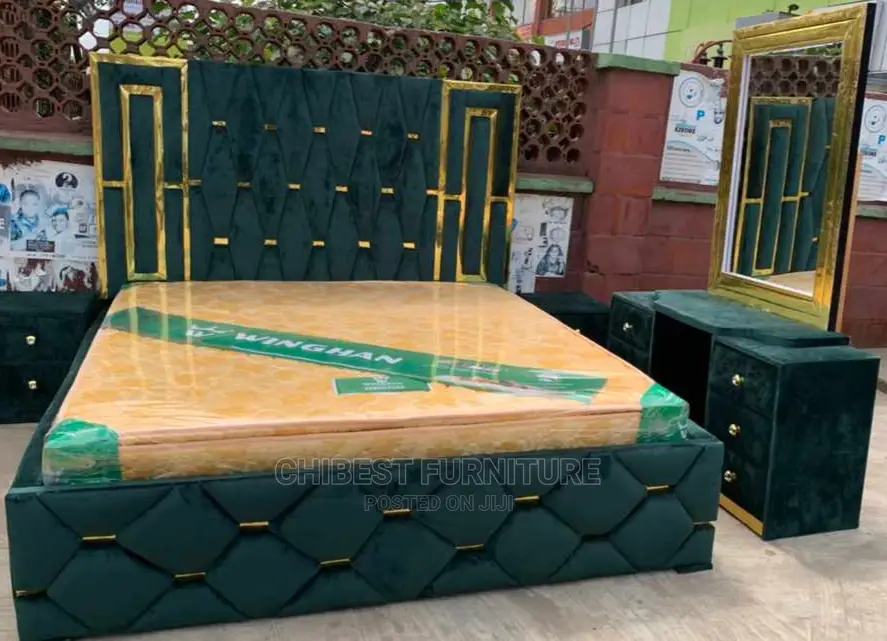 Quality 6by6 Set of Upholstery Padded Bed Frame.