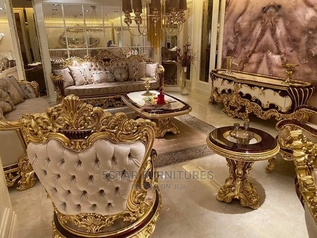 Luxury 7 Seater Living Room Fabric Royal Sofa Chair.