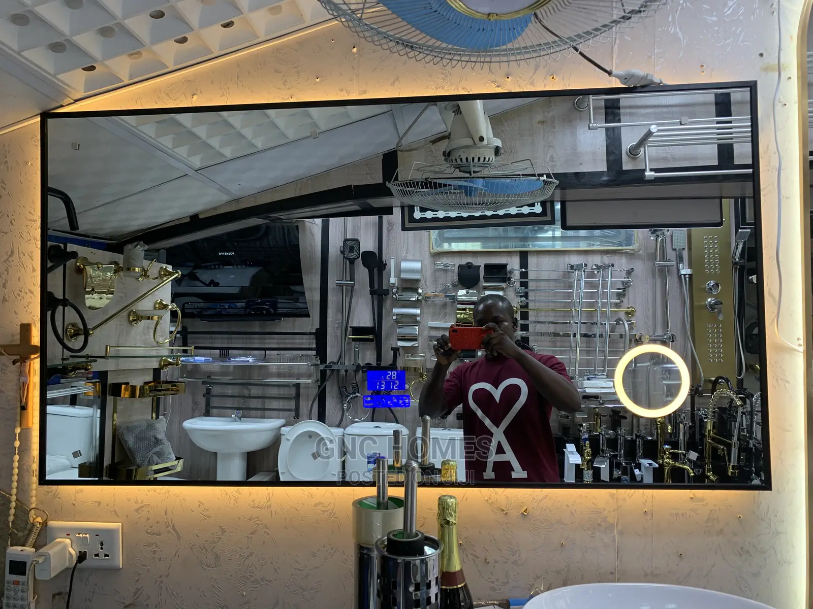 Black Frame Led Mirror With Bluetooth