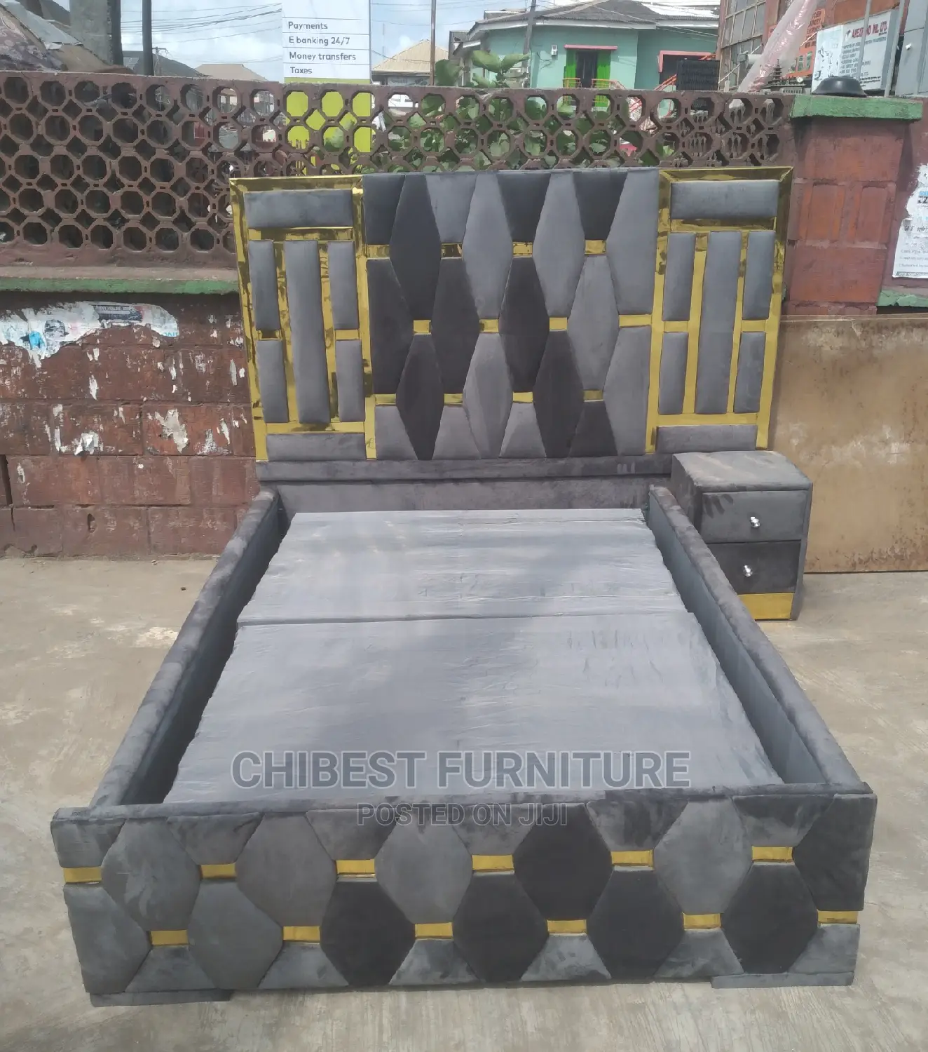 Quality 4.5by6 Upholstery Padded Bed Frame With One Bed Side