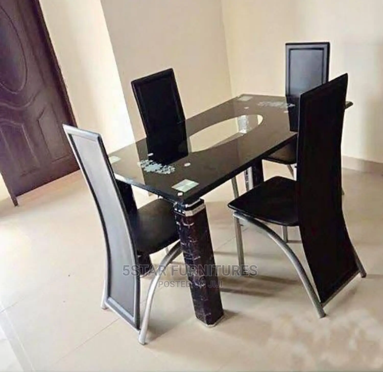 Glass Dinning Set With 4 Chairs