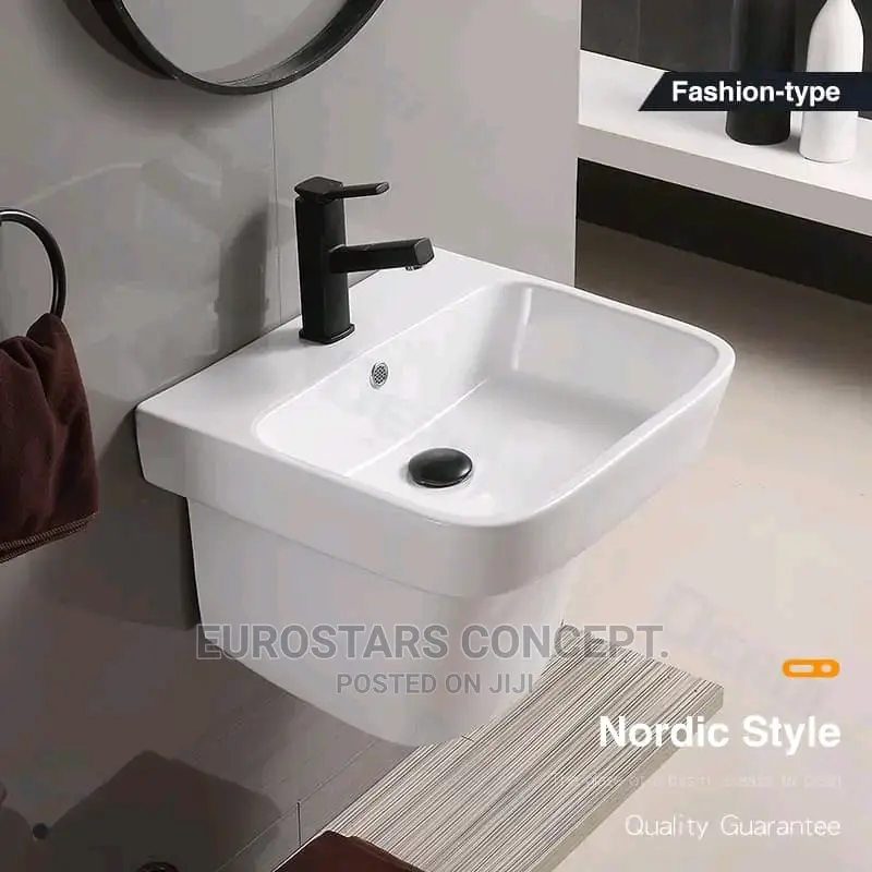 White Ceramic Wall Hug Wash Hand Basin