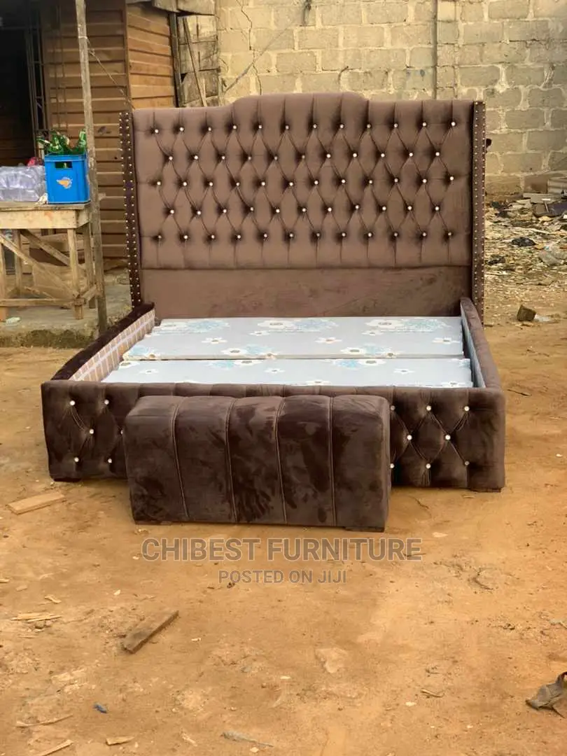 Quality 6by6 Upholstery Padded Bed Frame With One Footrest.