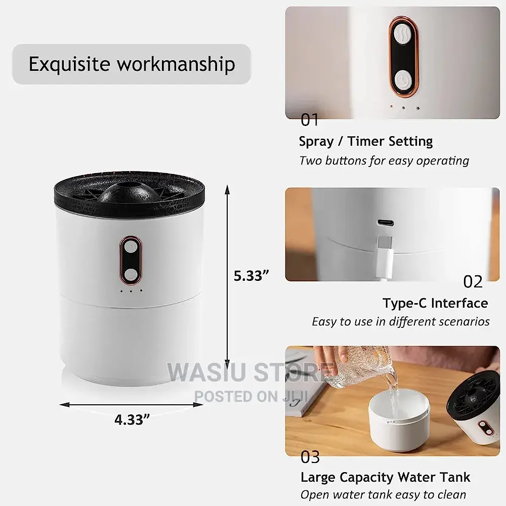 430ml Volcano Flame Humidifier With Free Oil