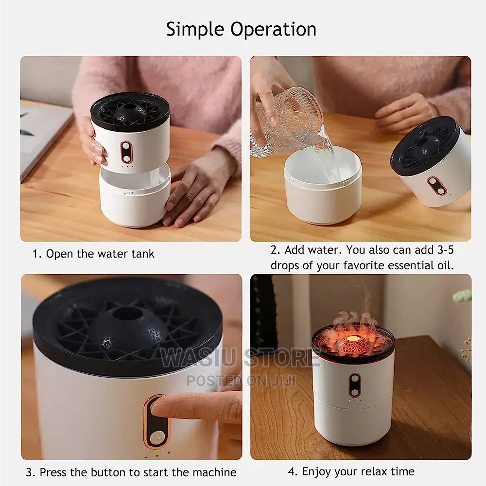 430ml Volcano Flame Humidifier With Free Oil