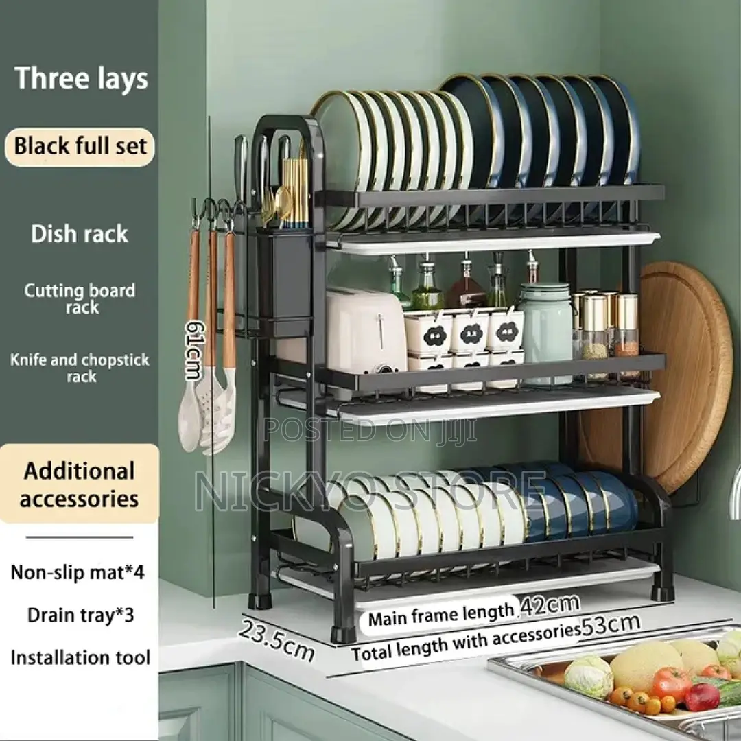 3 Tier Stainless Steel Kitchen Organizer Dish Drain Rack