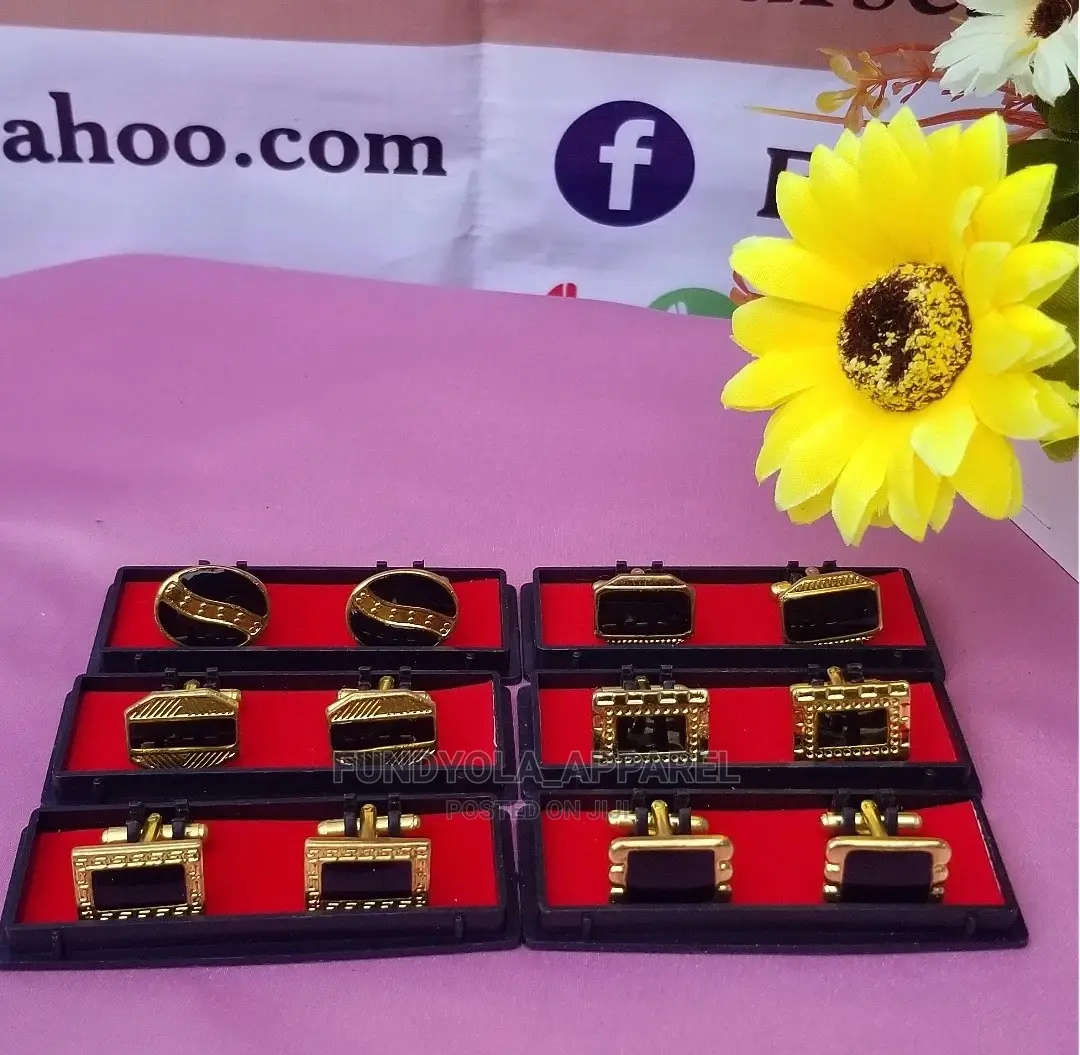Gold and Black Male Cufflinks