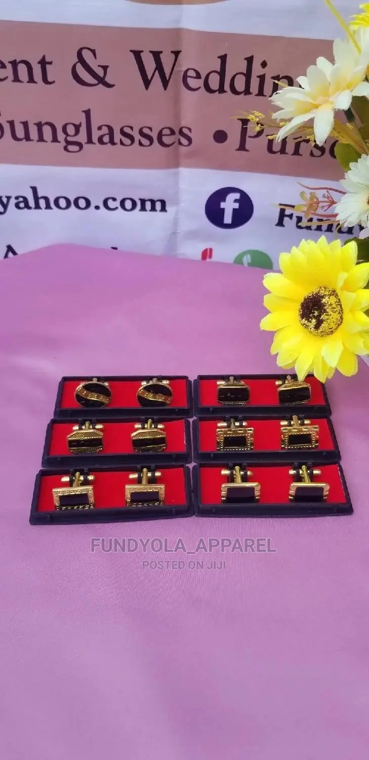 Gold and Black Male Cufflinks