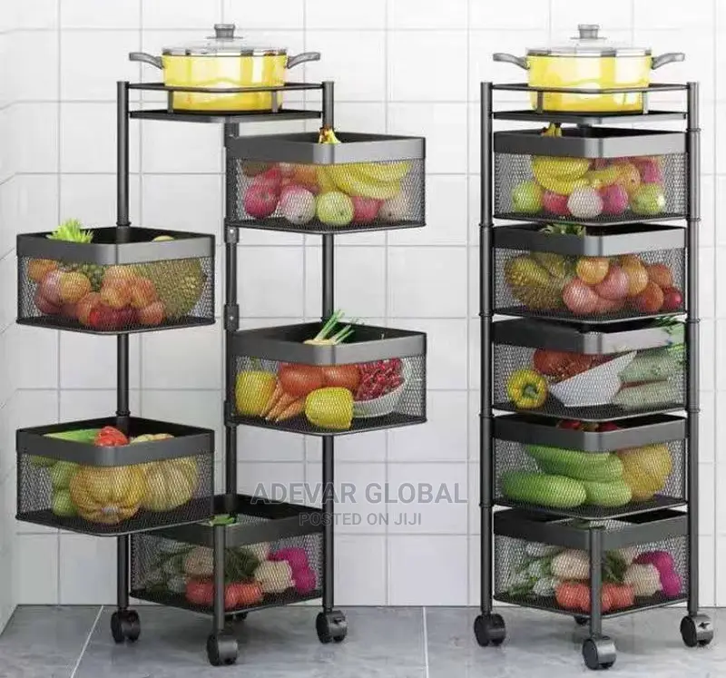 6 Steps Kitchen Storage Movable Rack Fruits Foods Trolley