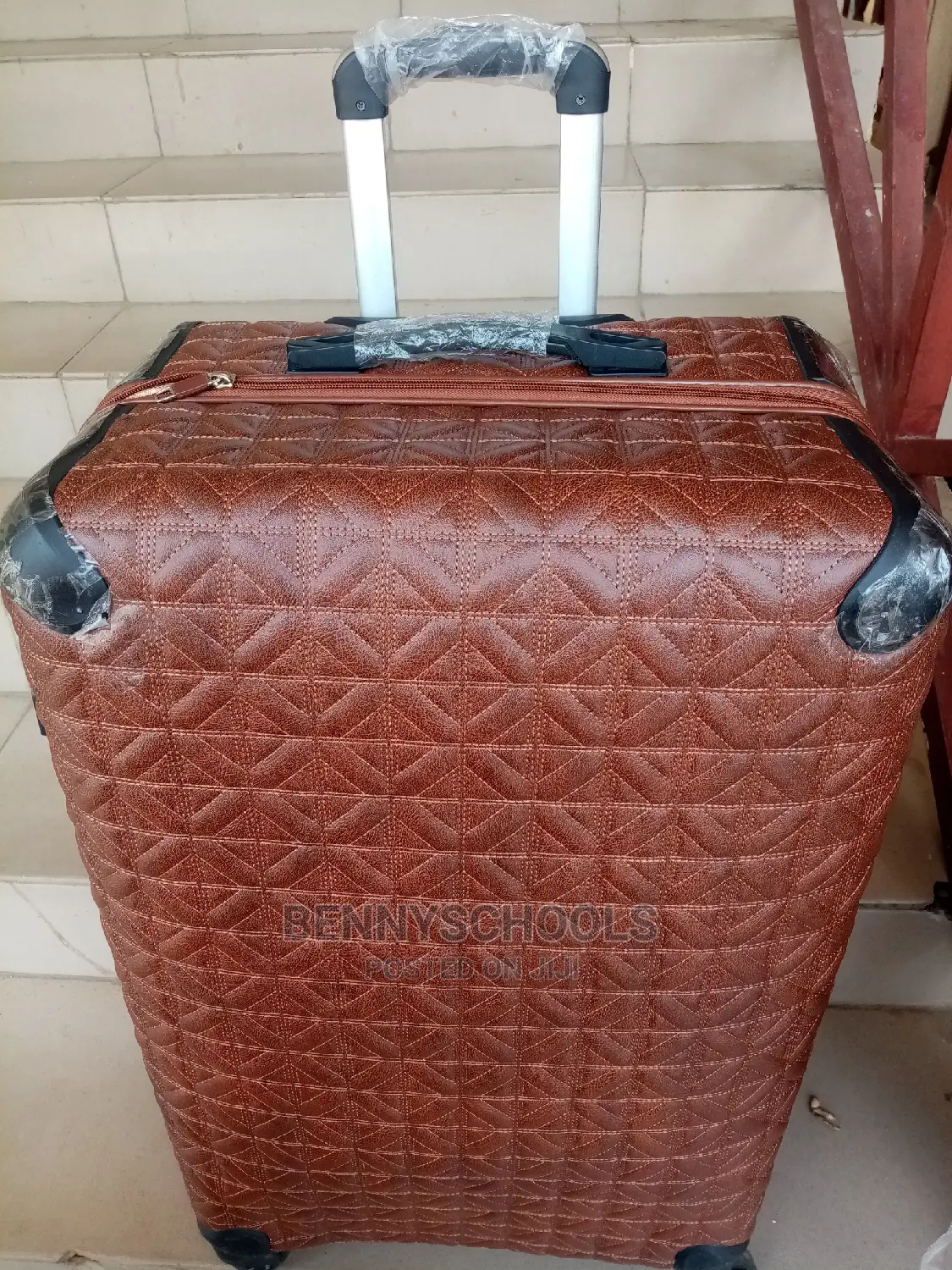 Big Large Star Brown Leather Traveling Luggage Box